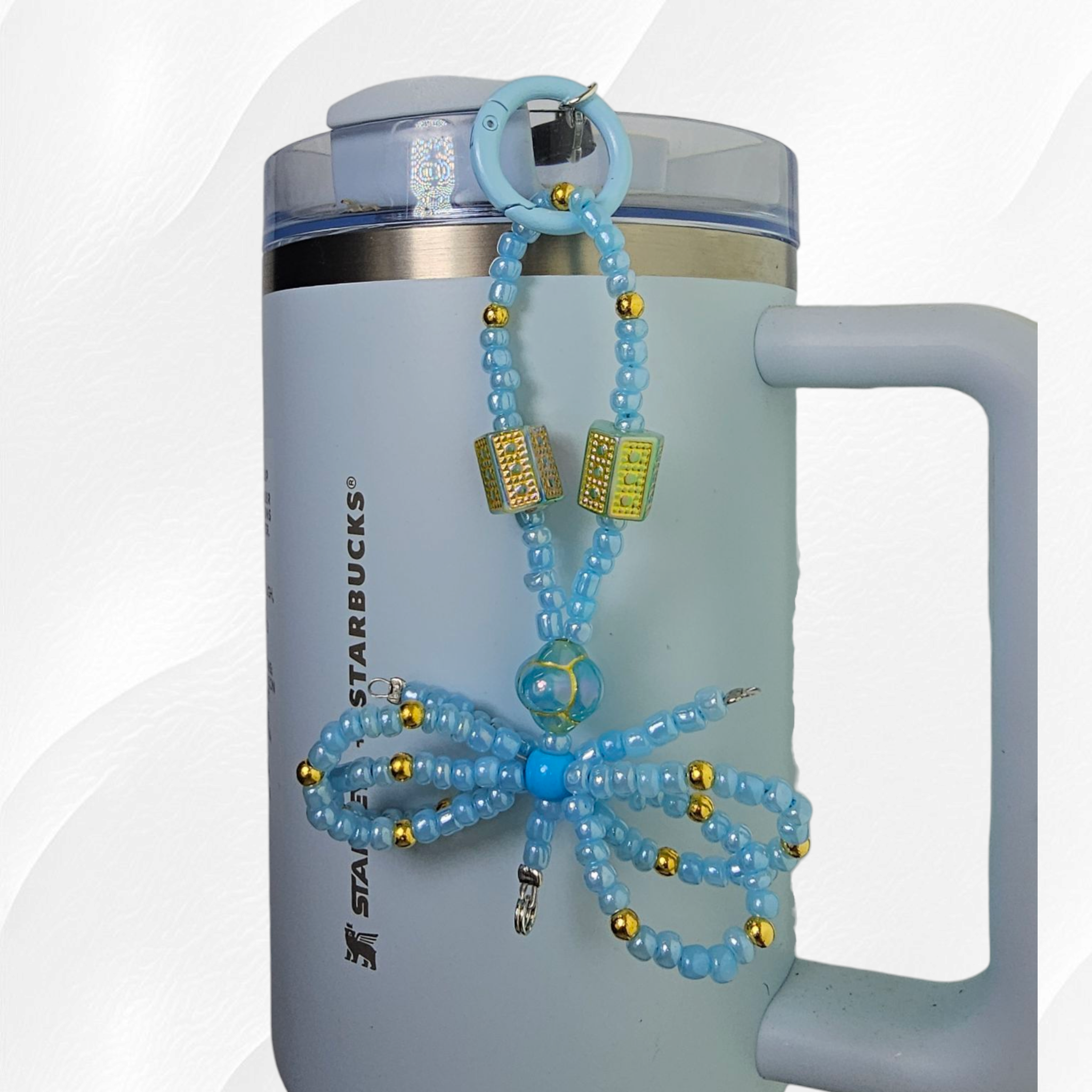 Egyptian Beaded Ribbon Bow Tumbler Straw Charm