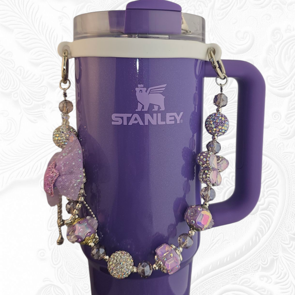 Deluxe Princess Beaded Tumbler Charm Necklace  - Lavender Purple
