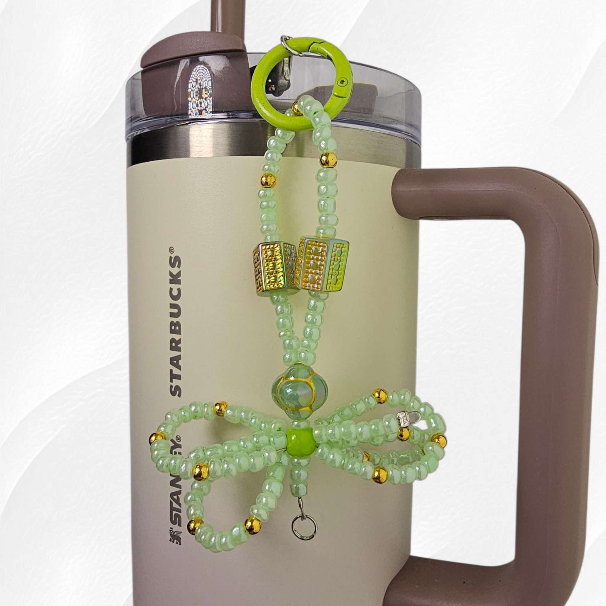 Egyptian Beaded Ribbon Bow Tumbler Straw Charm