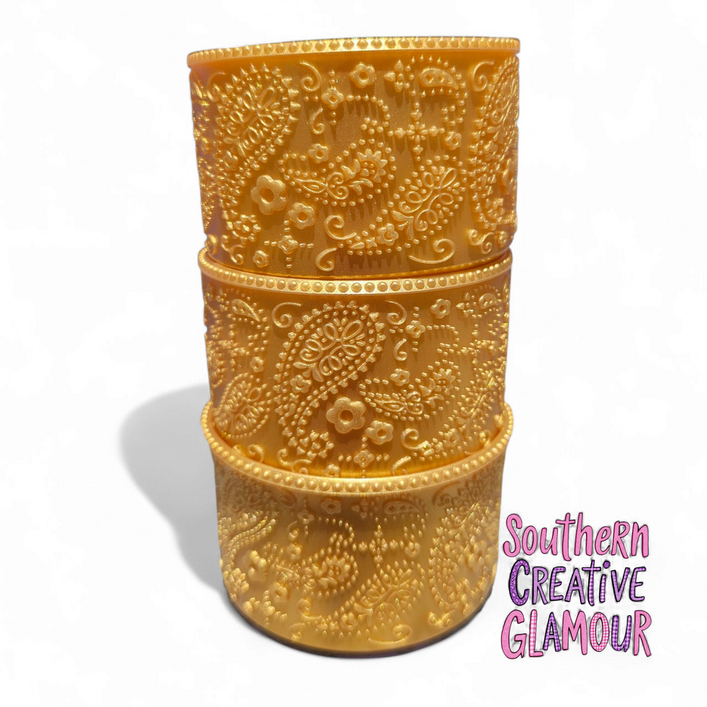 Gold Shimmer Paisley Silicone Tumbler Boot